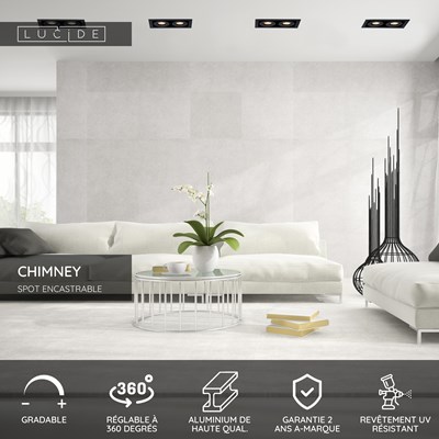 Lucide CHIMNEY - Spot encastrable - 2xGU10 - Noir